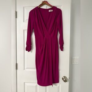 Eliza J Faux Wrap Draped Midi Dress